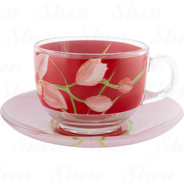 Набор чашка с блюдцем 220 мл Luminarc Red Orchis