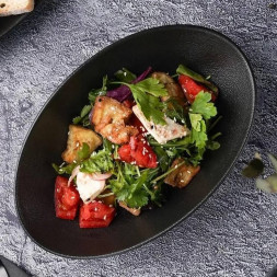 Блюдо для подачи 25х16 см фарфоровое P.L. Proff Cuisine &amp;quot;Black Raw Steller&amp;quot;