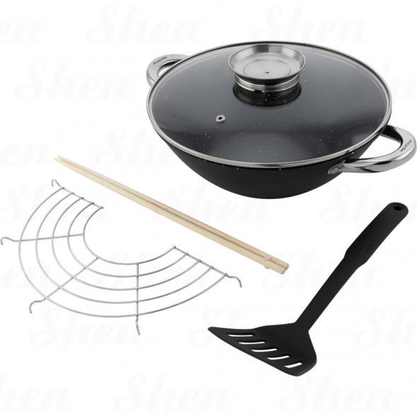 Казан чугунный &amp;quot;Wok&amp;quot;, с антипригарным покрытием 3,6 л Kamille