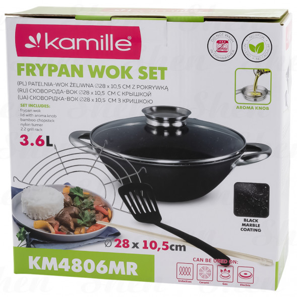 Казан чугунный &amp;quot;Wok&amp;quot;, с антипригарным покрытием 3,6 л Kamille