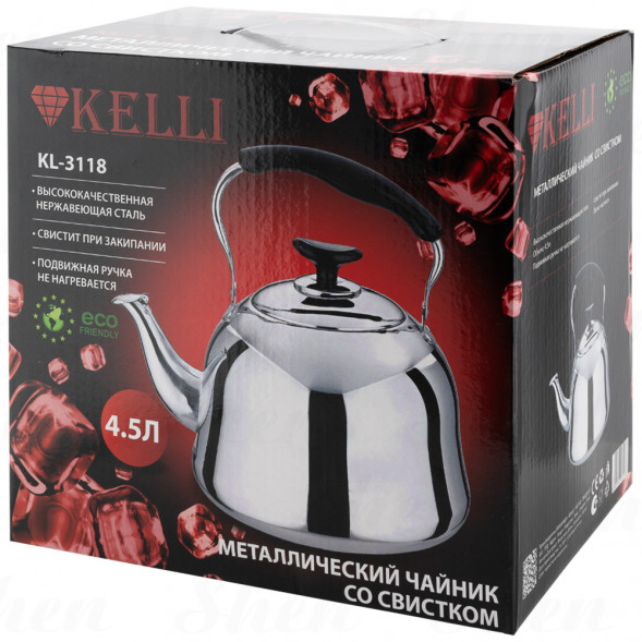 Чайник металлический со свистком 4,5 л Kelli